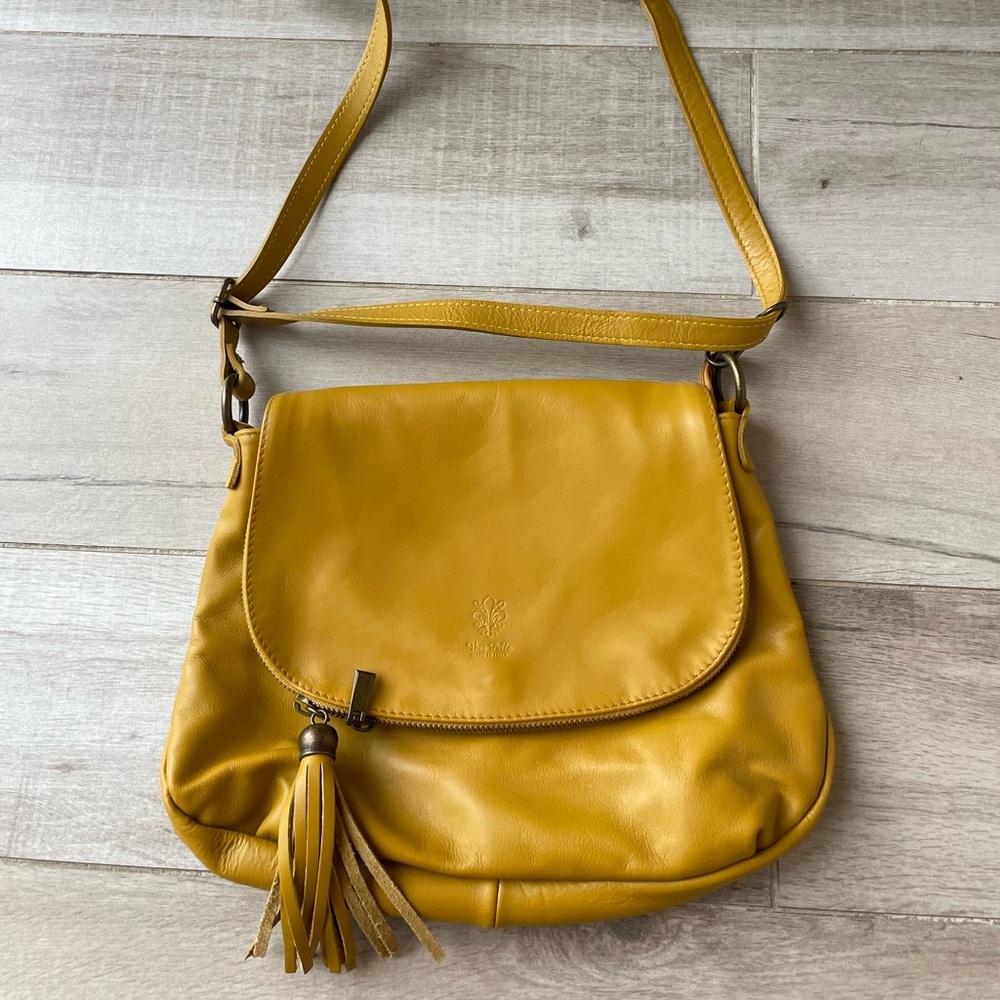 Yellow Leather Crossbody Bag